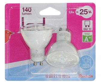 GU10 foco 2.6W 2 unidades GU10 foco 2.6W 2 unidades