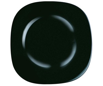 Plato llano cuadrado de vidrio color negro, 26cm., Carine LUMINARC. Plato llano cuadrado de vidrio color negro, 26cm., Carine LUMINARC.