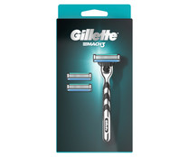 Máquina de afeitar, con cabezal basculante de 3 hojas y 2 recambios GILLETTE Mach 3.
