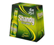 Cervezas con limón sin alcohol SHANDY CRUZCAMPO pack 6 uds de 25 cl.