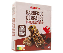 Cereales en barrita con chocolate negro PRODUCTO ALCAMPO CROUSTY barrita de 21 gr, pack de  6 uds.