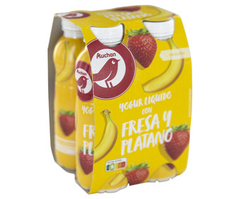 Yogur líquido con pulpa de fresa y plátano PRODUCTO ALCAMPO 4 x 200 g. Yogur líquido con pulpa de fresa y plátano PRODUCTO ALCAMPO 4 x 200 g.