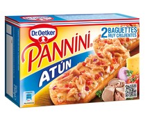 Pannini crujiente con topping de tomate y cubierto por Edam, atún. tomate y cebolla DR. OETKER 2 x 125 g.