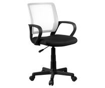 Silla escritorio regulable en altura de color blanco y negro, MOBILIARIO.
