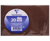 Paquete de 20 sobres de tamaño 90 x 140 mm, peso de 120 g y de color chocolate CLAIREFONTAINE.