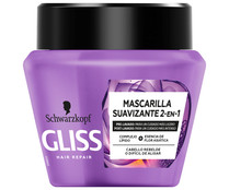 Mascarilla capilar sauvizante 2 en 1, para cabellos rebeldes o difíciles de alisar GLISS de Schwarzkopf 200 ml.