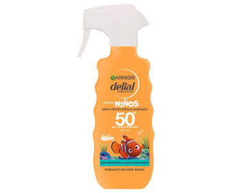 Protector solar en spray especial para niños con FPS 50+ (muy alto) DELIAL de Garnier 300 ml. Protector solar en spray especial para niños con FPS 50+ (muy alto) DELIAL de Garnier 300 ml.