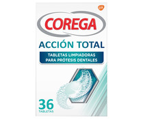Limpiador y blanqueador para prótesis totales y parciales COREGA Acción total 36 uds.