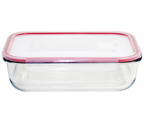Hermético de vidrio rectangular con tapa de plástico con válvula, 2,6 litros, ACTUEL.