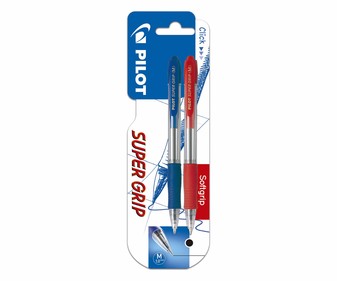 2 bolígrafos retráctiles roller, grip suave, punta media grosor 1mm, varios colores PILOT Supergrip. 2 bolígrafos retráctiles roller, grip suave, punta media grosor 1mm, varios colores PILOT Supergrip.
