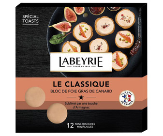 Mini bloques (12) de foie gras de pato con un toque de Armagnac LABEYRIE 90 g. Mini bloques (12) de foie gras de pato con un toque de Armagnac LABEYRIE 90 g.
