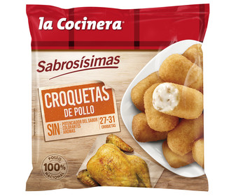 Croquetas de pollo ultracongeladas, elaboradas con pollo 100% nacional LA COCINERA Sabrosísimas 500 g. Croquetas de pollo ultracongeladas, elaboradas con pollo 100% nacional LA COCINERA Sabrosísimas 500 g.