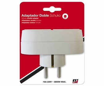 Adaptador 2 tomas schuko 16a frontal, NINE&ONE. Adaptador 2 tomas schuko 16a frontal, NINE&ONE.
