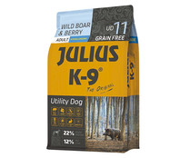 Alimento seco para perros adultos jabalí,bayas JULIUS K9 3 kg.