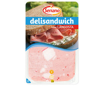 Fiambre de pavo y cerdo con sabor a langosta, cortado en lonchas SERRANO Delisandwich 100 g.