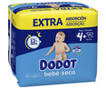 Pañales talla 4, para niños de 10 a 15 kilogramos DODOT Bebé-seco 62 uds.
