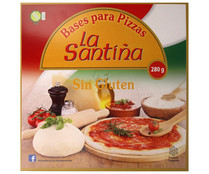 Bases de pizza congeladas y sin gluten LA SANTIÑA 2 x 140 g.