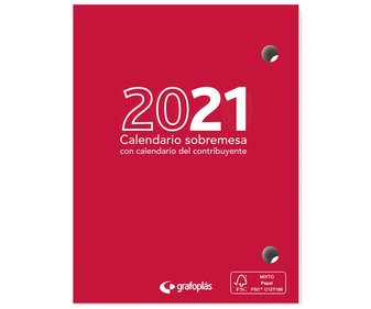 Taco calendario de sobremesa 2021, 8'3x11cm, vista día página con calendario contribuyente, GRAFOPLAS. Taco calendario de sobremesa 2021, 8'3x11cm, vista día página con calendario contribuyente, GRAFOPLAS.