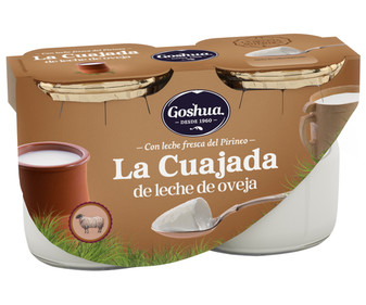 Cuajada de leche fresca de oveja de Los Pirineos, elaborada sin gluten GOSHUA 2 x 125 g. Cuajada de leche fresca de oveja de Los Pirineos, elaborada sin gluten GOSHUA 2 x 125 g.