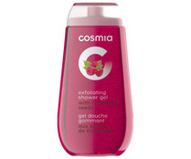 Gel para baño o ducha con semillas de frambuesa y acción exfoliante COSMIA 250 ml.