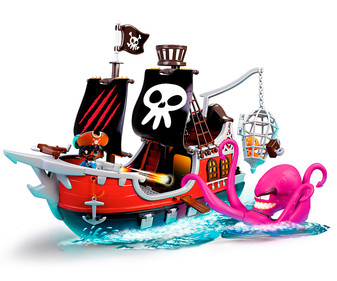 Escenario de juego Barco pirata ataque al kraken con 1 pirata, 1 pulpo gigante y accesorios, PINYPON ACTION. Escenario de juego Barco pirata ataque al kraken con 1 pirata, 1 pulpo gigante y accesorios, PINYPON ACTION.