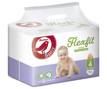 Pañales talla 4 para bebés de 9 a 15 kilogramos ALCAMPO BABY Flexfit 92 uds.