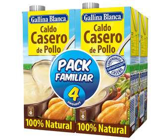 Caldo de pollo 100% natural GALLINA BLANCA brik de 1 l pack de 4 uds. Caldo de pollo 100% natural GALLINA BLANCA brik de 1 l pack de 4 uds.
