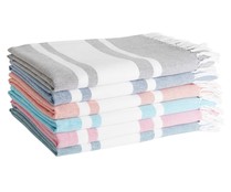 Fouta de rayas, 90x180cm, 100% Algodón, 180g/m², ACTUEL. Diferentes modelos, 1 unidad.