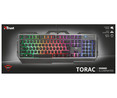 Teclado gaming TRUST GXT 856 Torac, placa superior metálica, iluminación multicolor, teclas multimedia, modo juego.