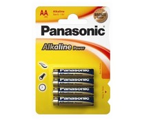 Pack de 4 pilas alcalinas AA, LR06, 1,5V, PANASONIC.