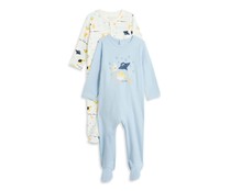 Lote de 2 pijamas pelele de algodón para bebé INEXTENSO, talla 86.