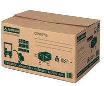 Caja de cartón de color marrón con capacidad para 72 litros y medidas 60x40x30 centímetros ARREGUI.