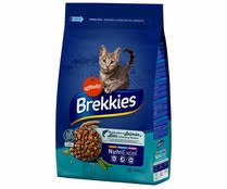 Alimento para gatos seco con salmón, atún, verduras y cereales BREKKIES 3,5 kg.