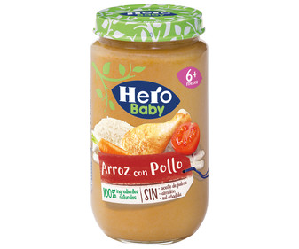 Tarrito arroz con pollo, a partir de 6 mses HERO BABY 235 g. Tarrito arroz con pollo, a partir de 6 mses HERO BABY 235 g.