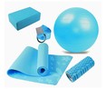 Set de yoca con esterilla, boque, cinta, pelota y rodillo, color azul, CUP'S ALCAMPO.