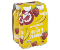 Yogur líquido con pulpa de fresa y plátano PRODUCTO ALCAMPO 4 x 200 g.