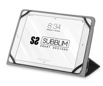 Funda universal para tablet 25,6cm (10,1")  SUBBLIM Freecam negro, interior ateciopelado, trasera plegable para cámara.