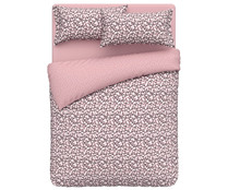 Funda nórdica 135cm. 100% algodón diseño florecitas en tonos rosas, incluye 2 fundas de almohada, ACTUEL.
