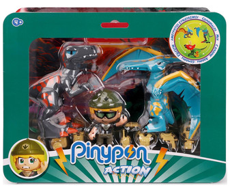 Pack con 2 dinosaurios, accesorios 1 muñeco PINYPON ACTION. Pack con 2 dinosaurios, accesorios 1 muñeco PINYPON ACTION.