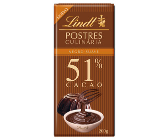 Chocolate postres suave, 51 % suave LINDT 200 g. Chocolate postres suave, 51 % suave LINDT 200 g.