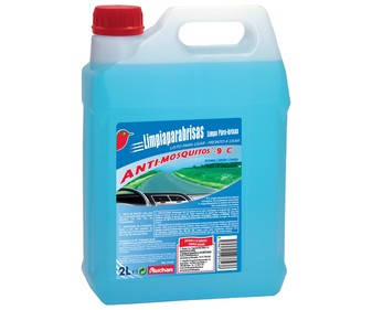 2 litros de líquido limpiaparabrisas con efecto anti-mosquitos y aroma a limón PRODUCTO ALCAMPO.