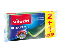 Estropajo Fibra con Esponja Ultra Fresh VILEDA 2+1 uds.