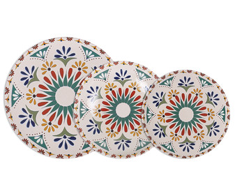 Vajilla 12 piezas redondas de gres decoradas, Coimbra SANTA CLARA.