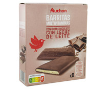 Barritas multivitaminas chocolate con leche PRODUCTO ALCAMPO 6 uds. 120 g.