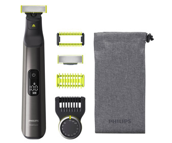 Set de arreglo personal PHILIPS Oneblade Pro QP6550/15 face + body, sin cable, peine-guía, 14 longitudes, en seco y húmedo.
