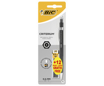 Portaminas retráctil con mina 0.5mm y goma de borrar. BIC.