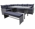 Conjunto de muebles de jardín de 9 plazas con cojines, sofás, mesa y banco, Budapest GARDEN STAR ALCAMPO.