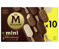 Helado de vainilla con coberturas de diferentes chocolates MAGNUM Mini de Frigo 10 x 60 ml.