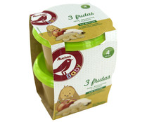 Tarrito frutas (pera, melocotón y plátano), a partir de 4 meses ALCAMPO BABY 2 x 200 g.
