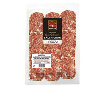 Salchichón con carne de cerdo ibérico, sin gluten y cortado en lonchas NAVIDUL Gran selección 100 g.